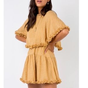 Princess Polly mustard Astro mini dress